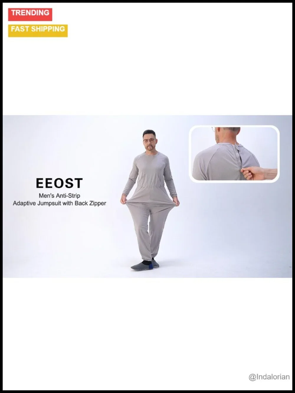 Dementia Anti Strip Sleepwear Back Zipper Adaptive Onesie Cotton Spandex